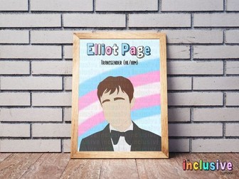 Elliot Page Poster, LGBTQ+ Flag Display, Transgender Visibility