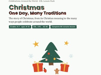 ristmas Around the World ESL Lesson | Reading, Memory Game, Travel Guide | Gr 4-7