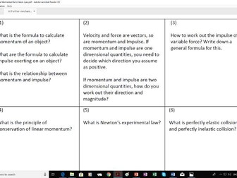 A1 Further maths Mechanics on Momentum and Collision in  (pair activity for peer check/discussion)