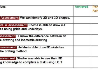 2D and 3D drawings Assessment checklist