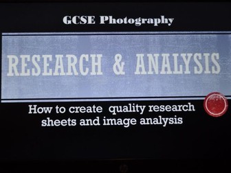 GCSE Photography research and analysis resource