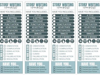 Shorty story writing checklist bookmark