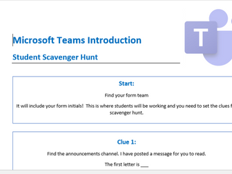 Microsoft Teams Introductory Scavenger Hunt