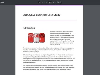AQA GCSE Unit 4 Business: Case Study Activity