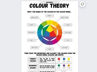 Colour / Color theory worksheet / cover lesson