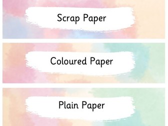 Classroom drawer labels / name labels  - pastel rainbow watercolour