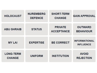 AQA Psychology Social Influence Connections Games (NEW SPEC)