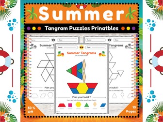 No Prep Summer Tangram Printables : End of Year Pattern Block Activities
