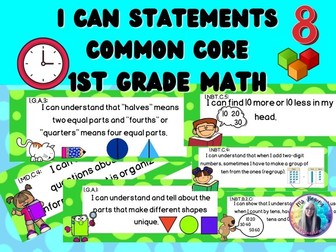 Common Core Standards I Can Statements for 1st Grade MATH