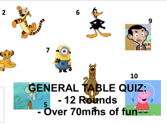 GENERAL TABLE QUIZ - 12 Rounds - Over 70mins of fun