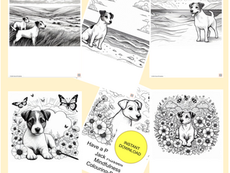 Unlock Peace of Mind with Jack Russell Themed Mindfulness Colouring Pages - Instant Download!