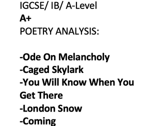 Poetry Analysis- IB/ IGCSE