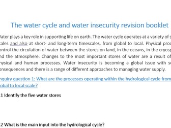Water cycle revision booklet (A-level Edexcel)