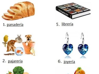 Spanish Spelling Worksheet Shopping Compras with Answers Crossword Match Define