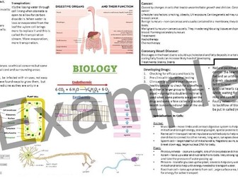 GCSE AQA Biology Paper 1 Sheet