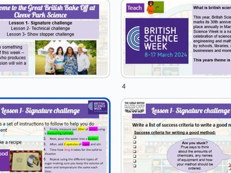 Year 10 British Science week mini project (3 lessons -'bake off' style)