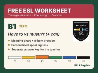 Have to vs Mustn't Worksheet – Free B1 ESL
