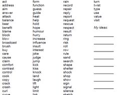 150 Words which are both Verbs and Nouns | Teaching Resources