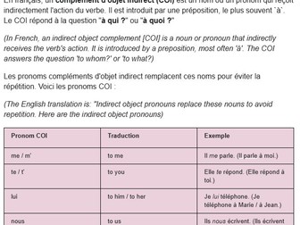 IB ab Initio (A1-A2) French (Grammar - Indirect Object Pronouns)