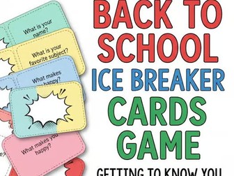 Back to School Ice Breaker Cards | Conversation Game confidence, speaking skills