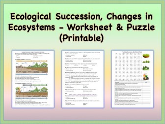 Ecological Succession, Changes in Ecosystems - Worksheet & Puzzle (Printable)
