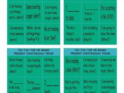 Present Continuous Tense Tic-Tac-Toe or Bingo