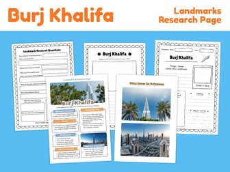 Burj Khalifa Landmark Research Project | Dubai Geography Worksheets
