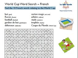 2018 World Cup French Word Search