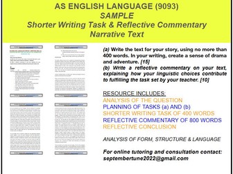 SAMPLE REFLECTIVE COMMENTARY OF A NARRATIVE TEXT: CAIE AS ENGLISH LANGUAGE (9093)