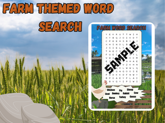 Farm themed word search
