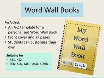Literacy - Word Wall Book A-Z Template for KS1, KS2 and SEN