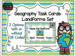 Geography Task Cards: Landforms Set
