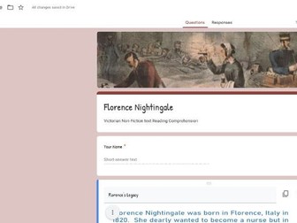 Google Classroom reading comprehension Florence Nightingale Non-Fiction