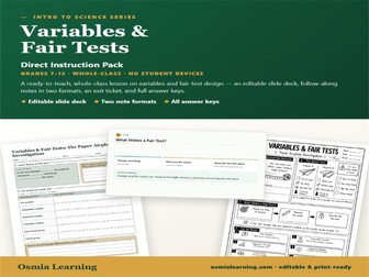 Variables & Fair Tests Direct Instruction Pack