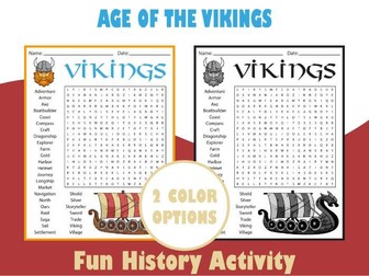 Age of the Vikings Word Search Puzzle | Fun History Activity for Grades 4–7