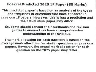 2025 Edexcel GCSE Foundation Paper 1 Predicted Paper