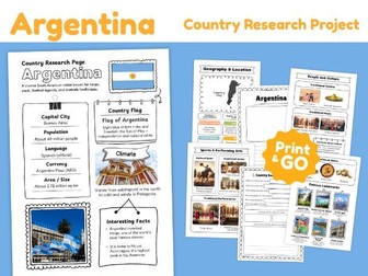 Argentina Country Study Worksheets | Geography & Culture