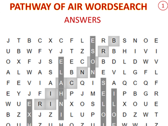 AQA GCSE PE PATHWAY OF AIR WORDSEARCHS