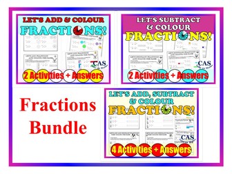 Adding and Subtracting like Fractions ~ Colouring Pages + Answers ~ Bundle