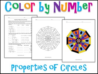 Properties of Circles Color by Number