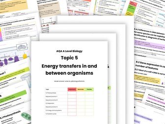 NEW AQA A Level Biology Year 2 Model Answer Notes Topics 5-8