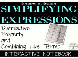Simplifying with Distributive Property and Combining Like Terms Notebook