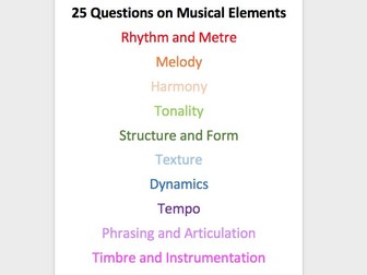 GCSE Music Elements and Genres 50 Qs