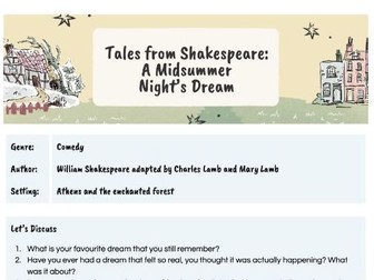 A Midsummer Night's Dream Comprehension Workbook