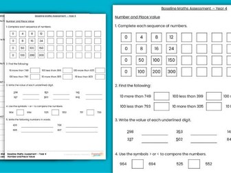 Year 4 Baseline Maths Assessment - by Classroom Secrets