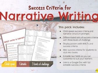 Success Criteria for Narrative Writing