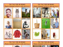 Phonics Consonant Letters b-c(k)-c(s)-d-g-j Photo Tic-Tac-Toe-Bingo Game
