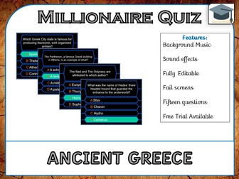 Millionaire Quiz! (Ancient Greece Edition)