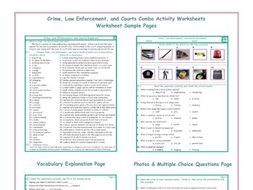 Crime, Law Enforcement, and Courts Combo Activity Worksheets
