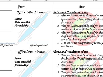 Pen licence template